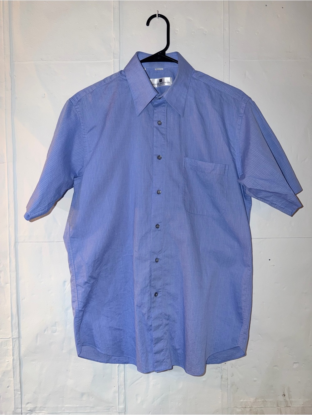 Pierre Balmain Men's Short-Sleeve Button-Down in Periwinkle Blue
